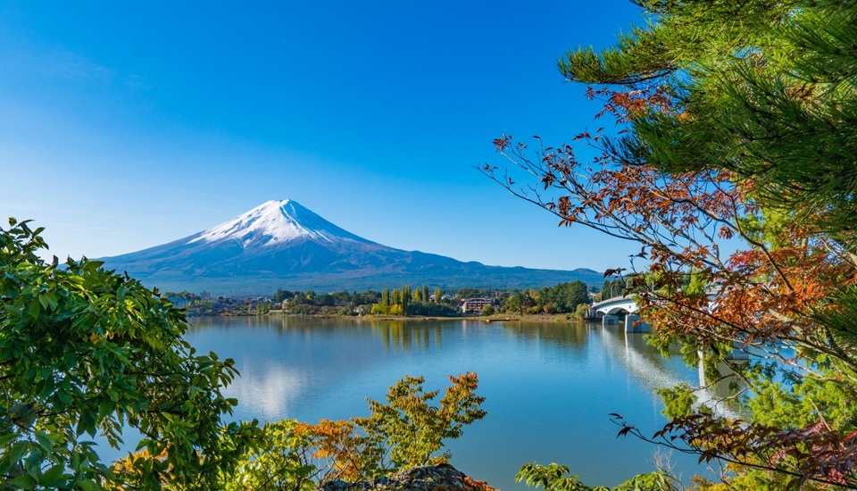 河口湖と富士山