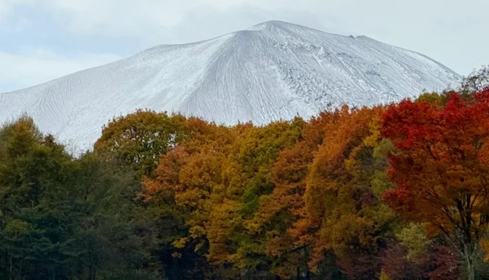 北軽井沢スウィートグラス　浅間山初冠雪